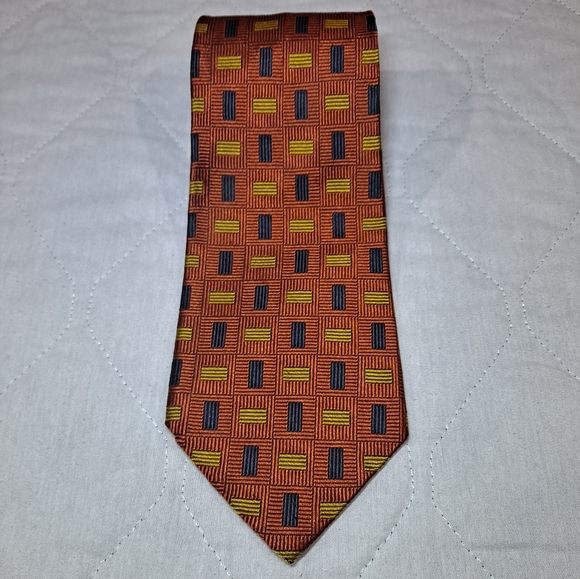 Jos. A Bank Corporate Collection 💯 Silk Necktie Woven 58"x4" Orange/Black/Gold - Picture 7 of 9